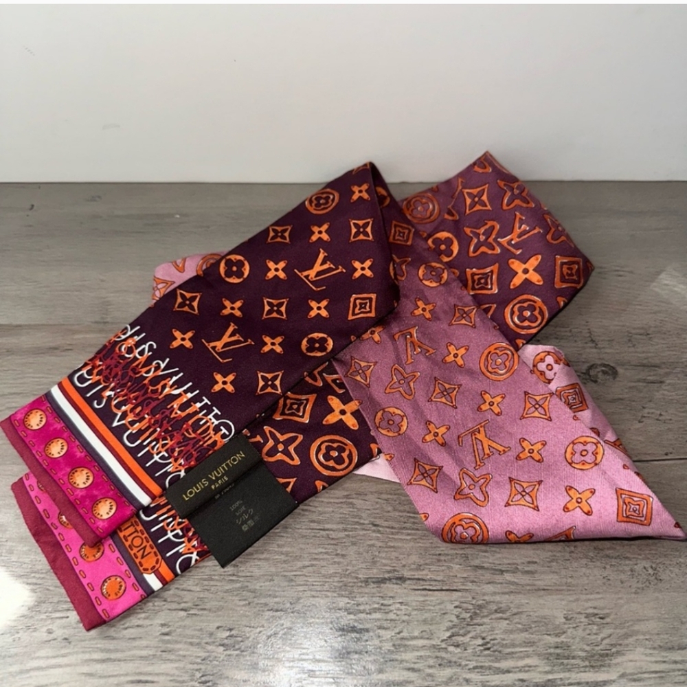 LOUIS VUITTON Bandeau/Bag Scarf - Silk Monogram Map Orient - Picture 7 of 9